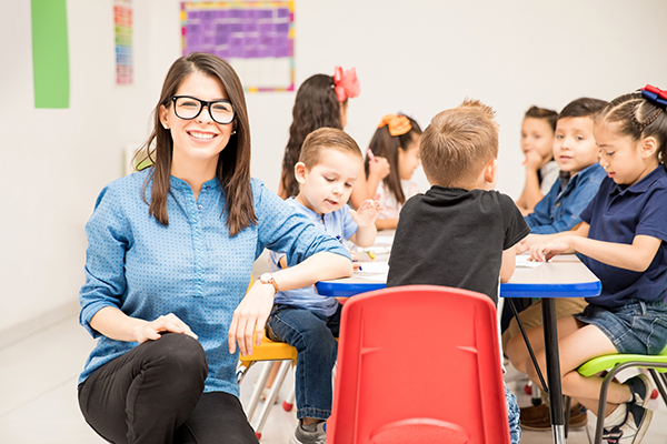 teacher with kids